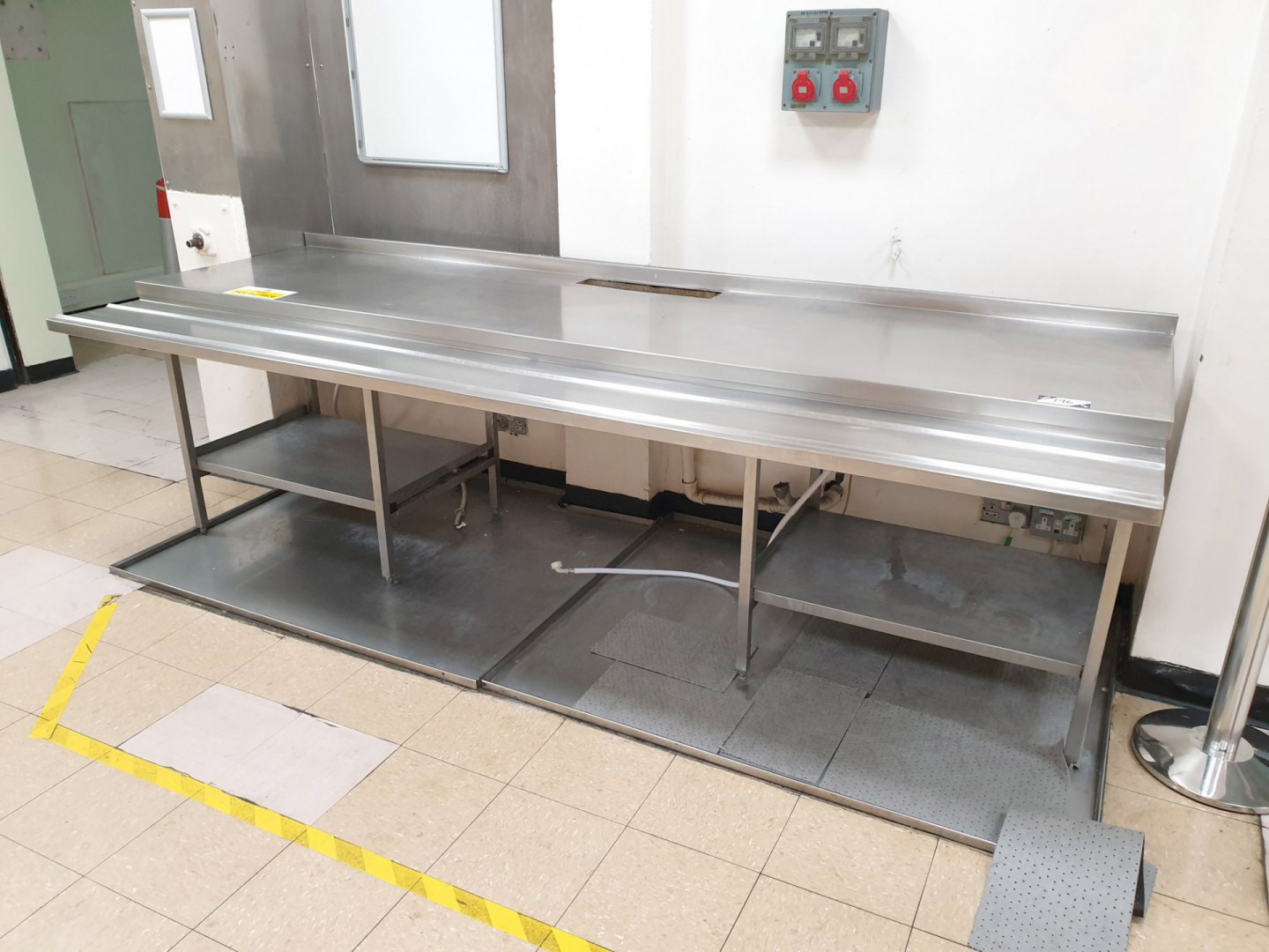 Stainless steel canteen table, 2840x1060mm