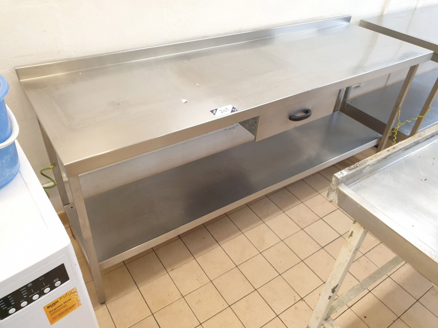 Stainless steel kitchen prep table, 2000x600mm