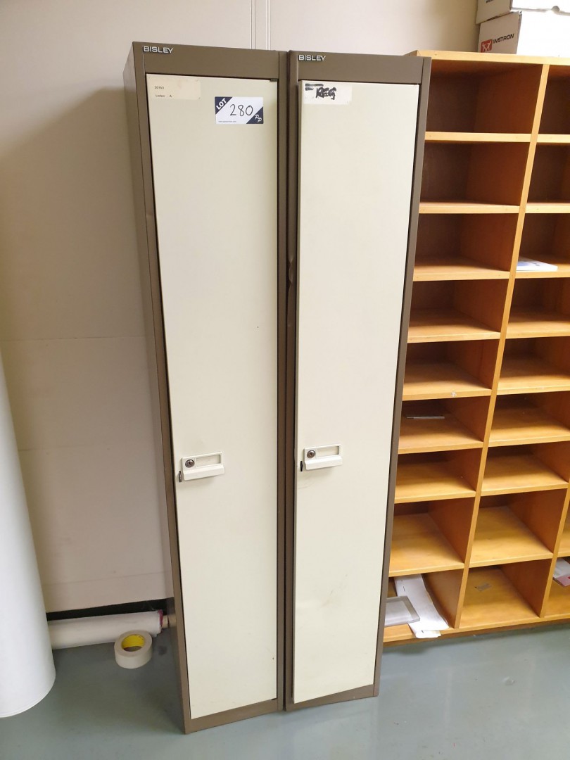 2x Bisley metal brown / cream single door lockers,...