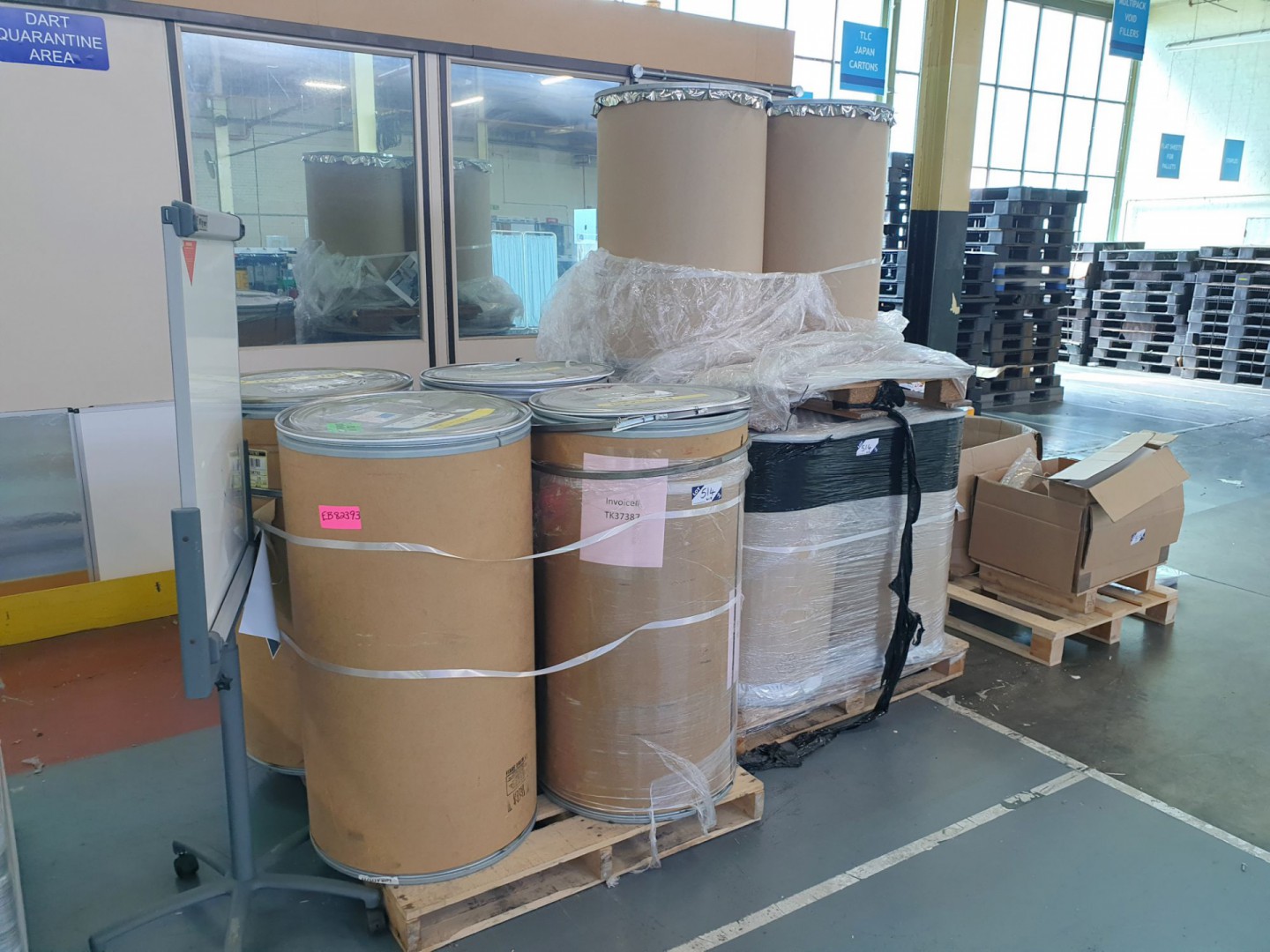10x fibre drum storage drums to 1000mmH, 600mm dia