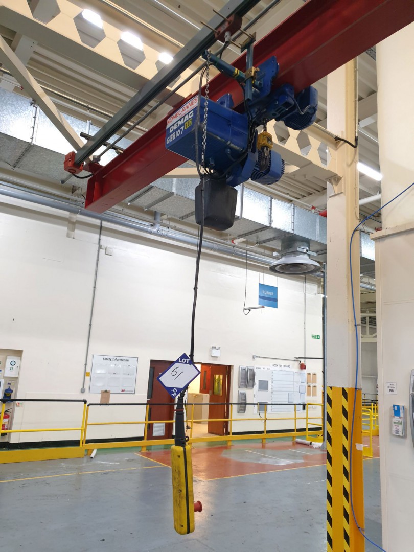 Demag 1ton SWL electric chain hoist, pendant contr...