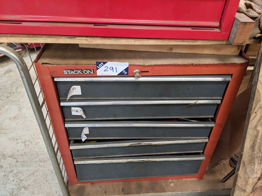 Stack-On tool chest with Qty various spanners, soc...