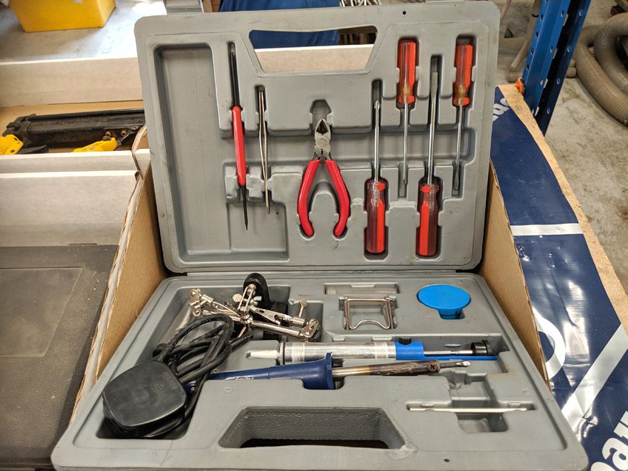 Soldering iron kit in carry case