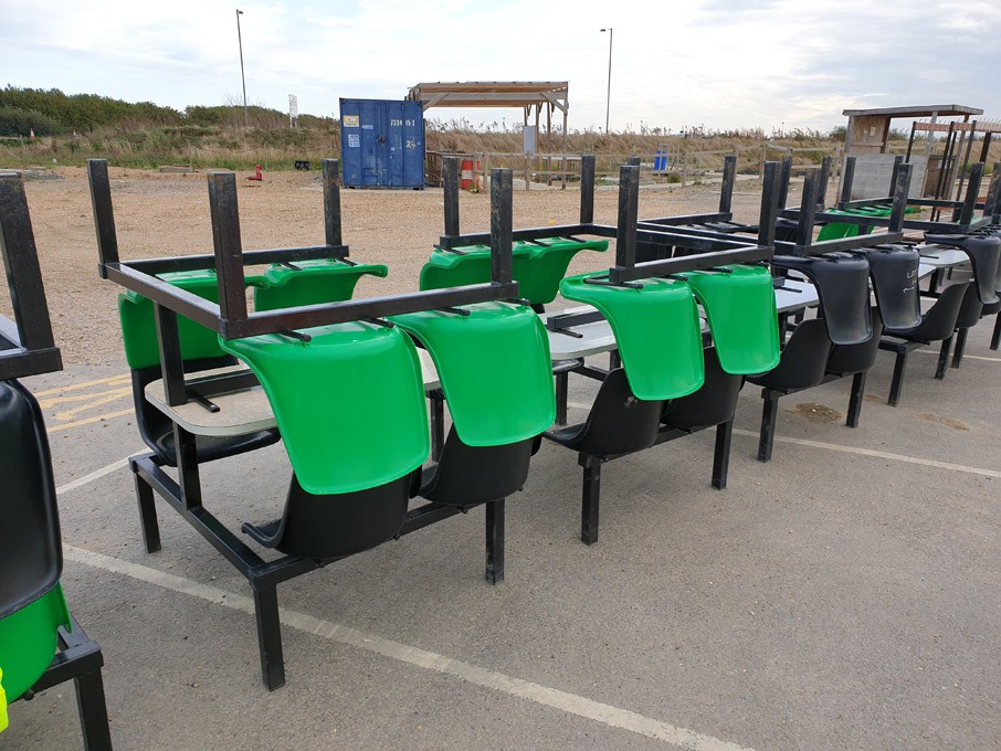 6x plastic / wooden canteen tables & chairs