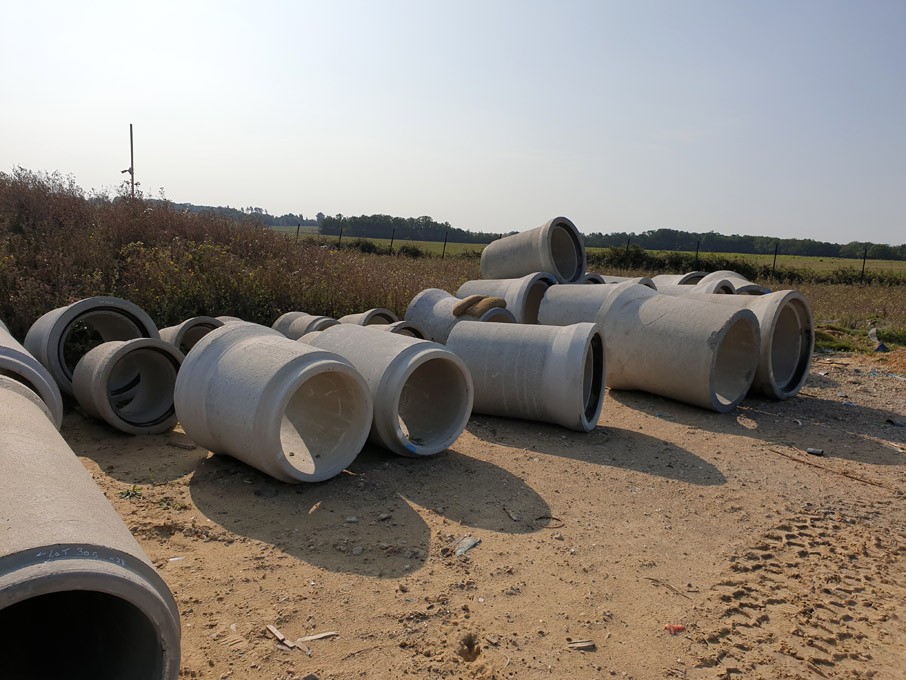 Qty various size concrete pipes