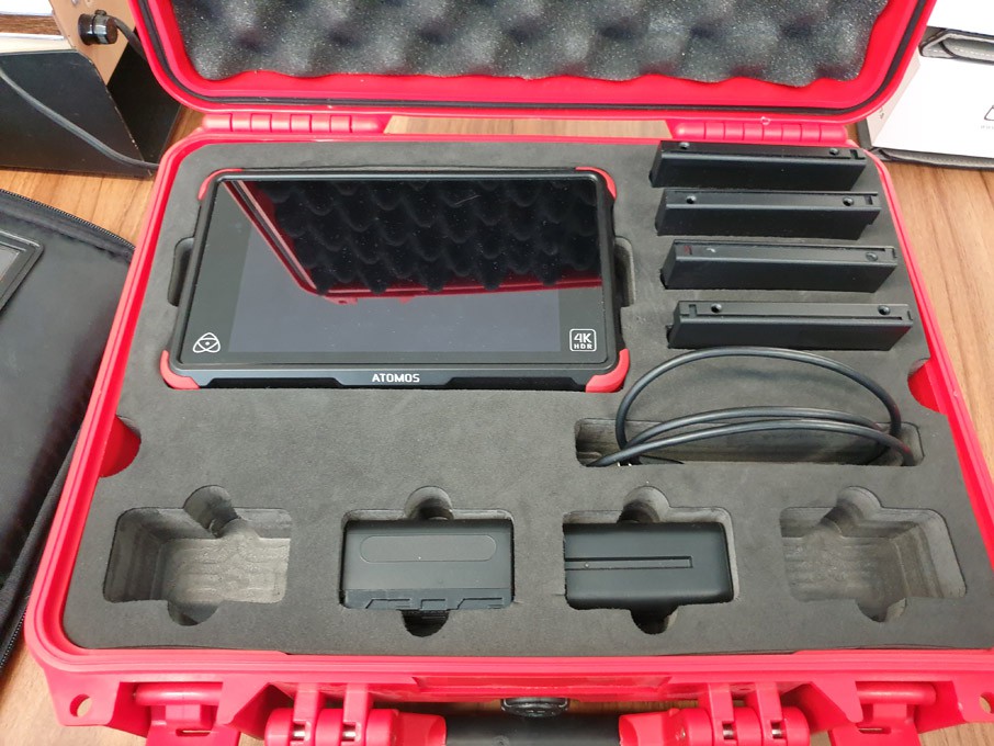 Atomos Ninja Flame 4K recording screen with equipm...