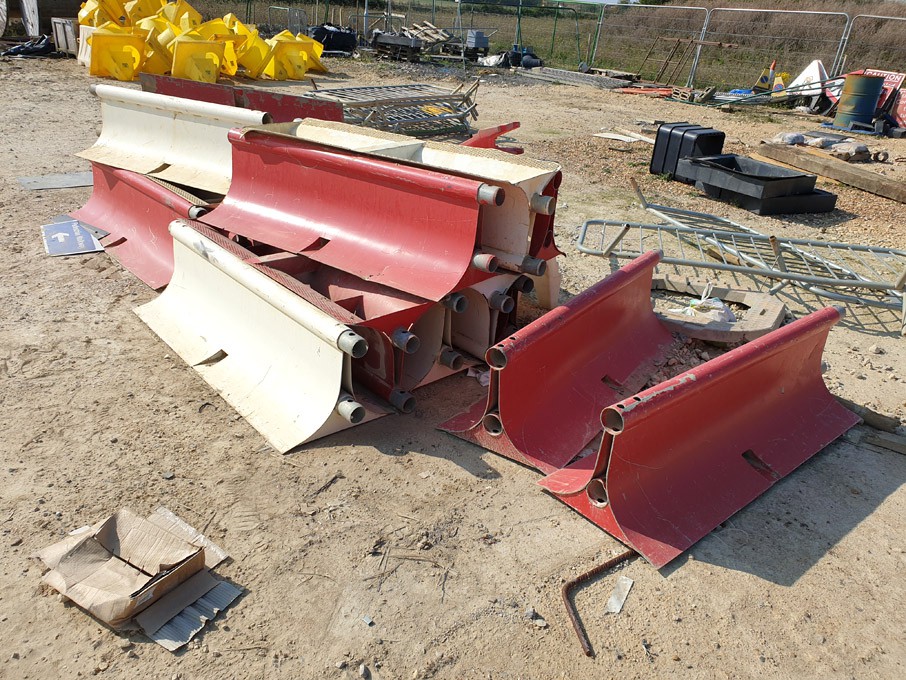 Qty red & white metal attachable barriers