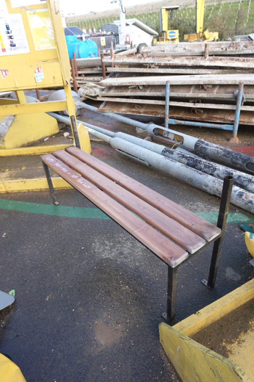 5x metal frame wooden slat benches, 1500x350mm