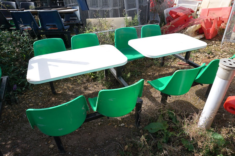 4x 4 seater canteen tables, green chairs, 1000x600...