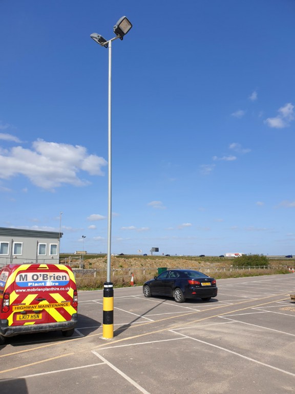 Dual LED flood light on lamp post