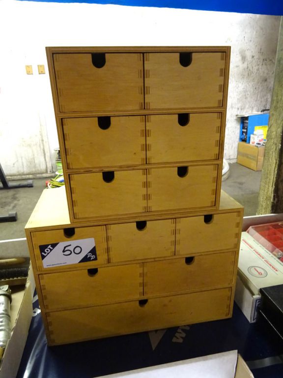 12 drawer wooden storage boxes, 420x200x280mm & 28...