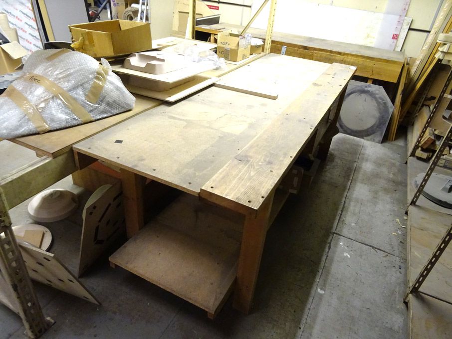 Wooden carpenter's workbench, built in drawers, 24...
