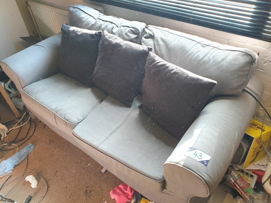 Grey upholstered 2 seater sofa, 1800mm approx wide