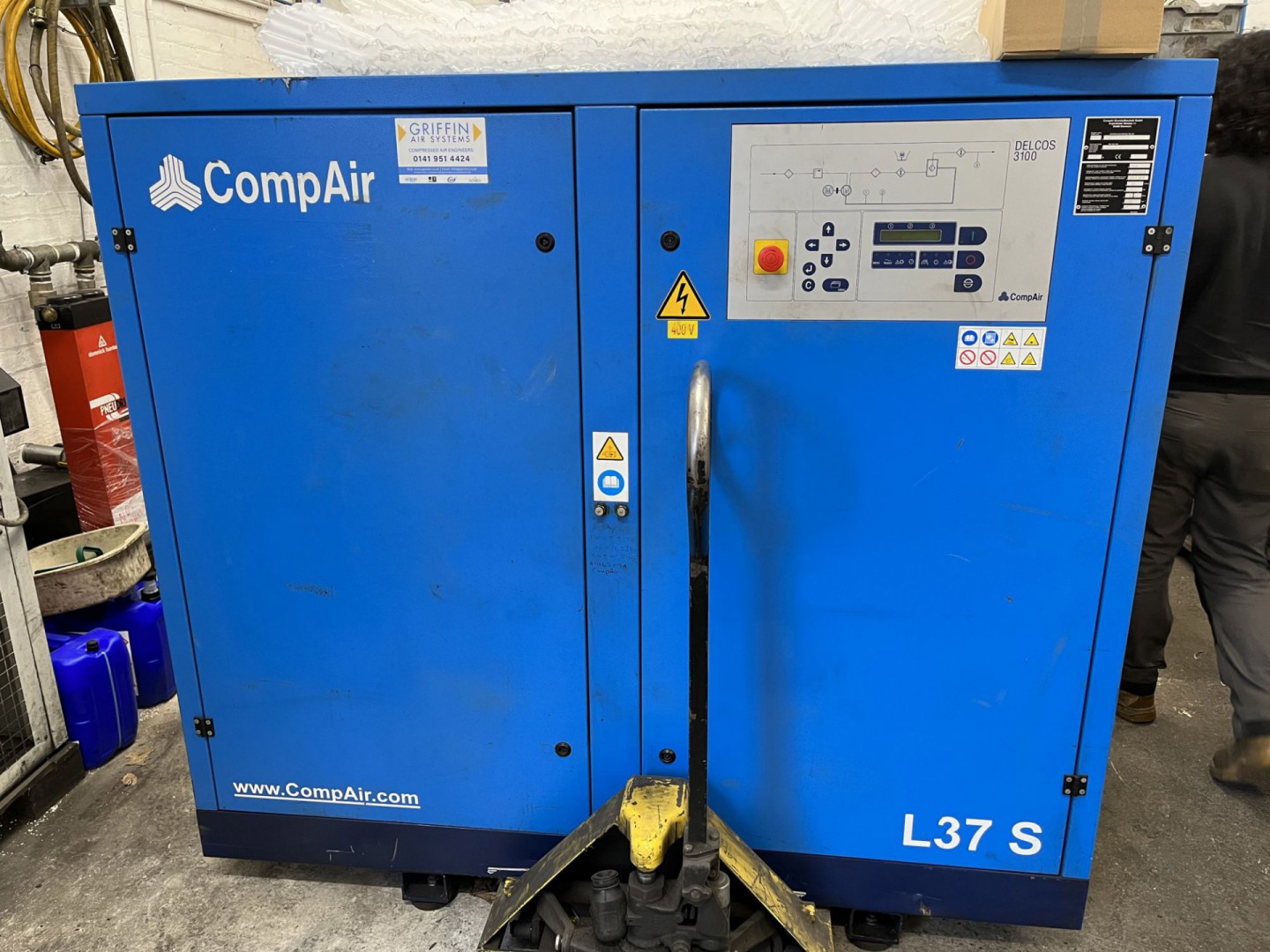 CompAir L37 37kW rotary screw compressor, 7.5 bar,...