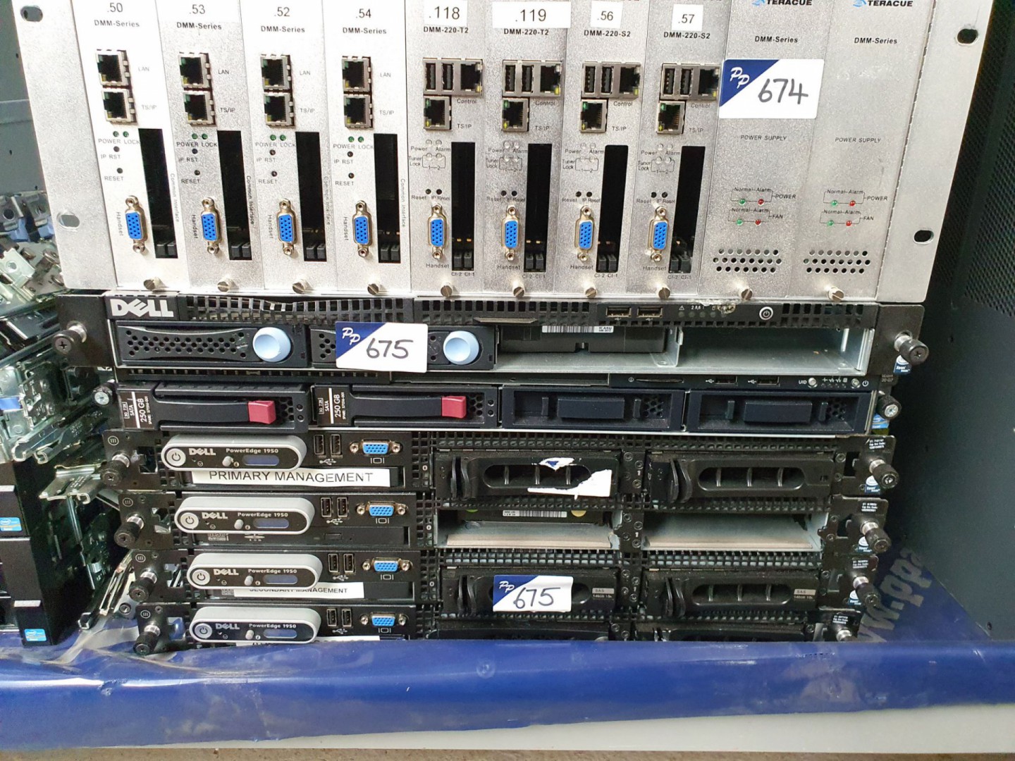 2x various Dell rack type servers inc: 2x Sata 250...