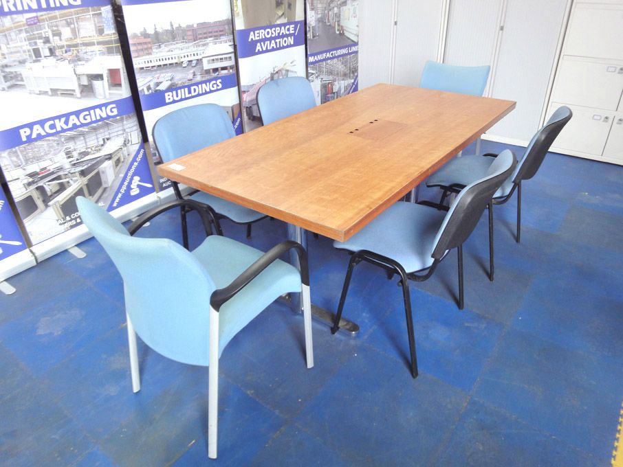 1800x900mm wooden meeting table with 2x Preston bl...