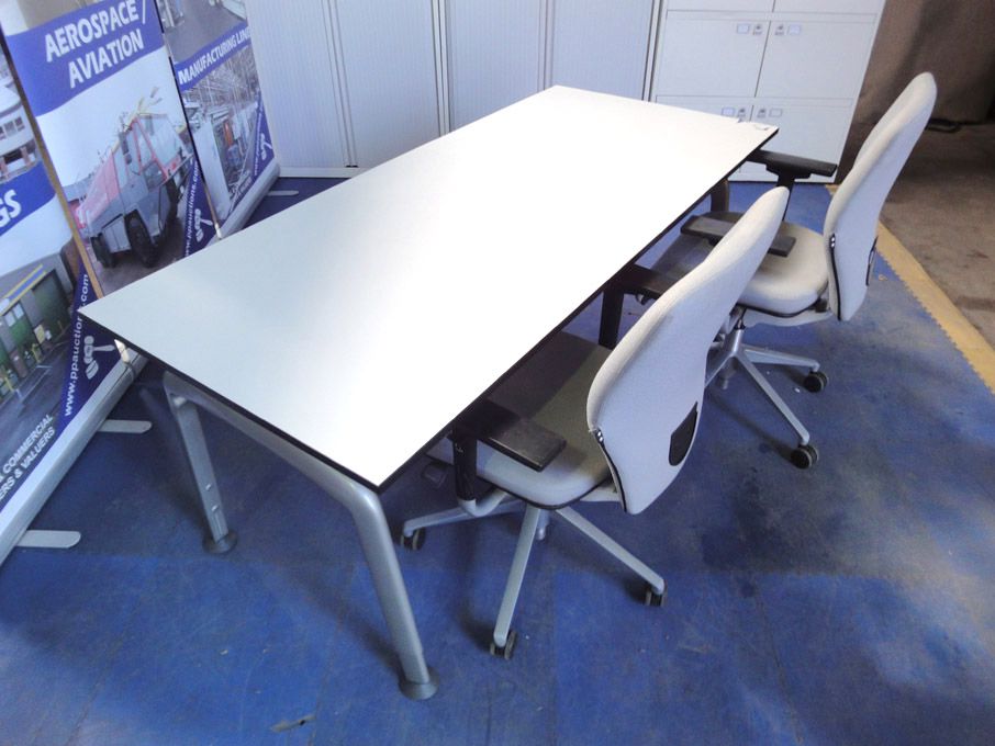 White 1800x800mm adjustable height computer desk w...