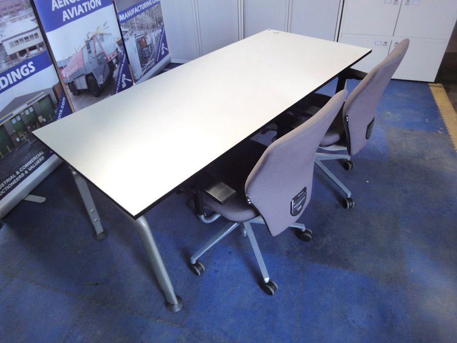 White 1800x800mm adjustable height computer desk w...