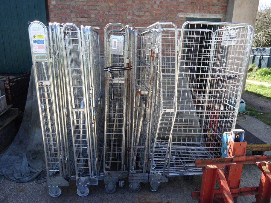 5x various mobile wire mesh storage trolleys  - lo...