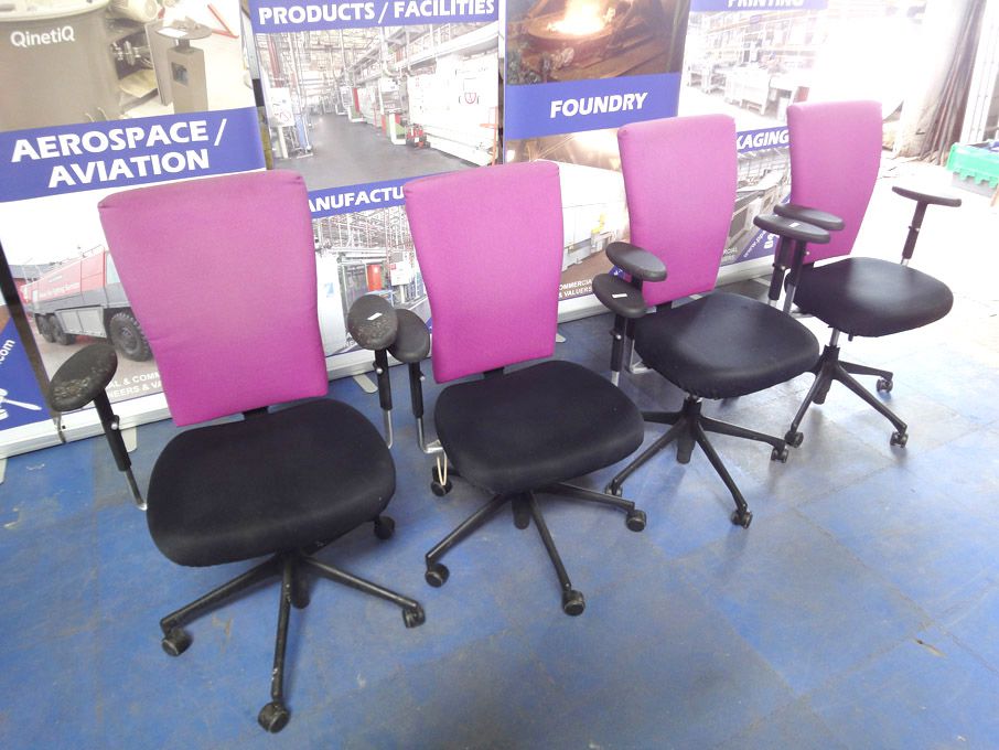4x Vitra purple & black upholstered swivel office...