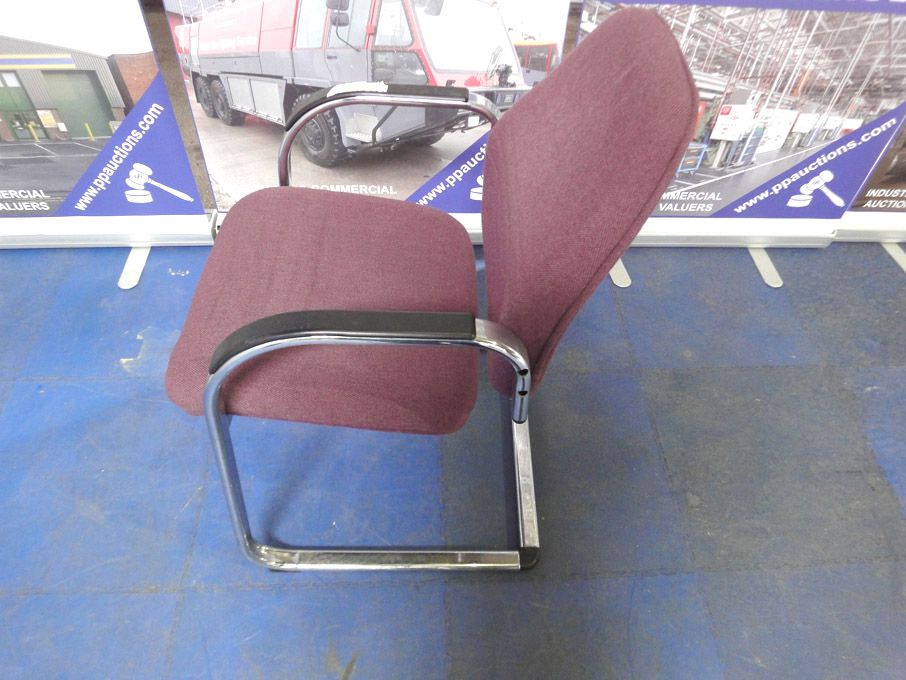 3x Bilberry maroon upholstered chrome legged chair...