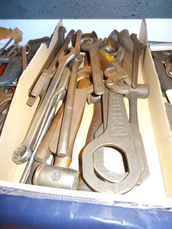 Qty various size spanners, hammers, etc - lot loca...