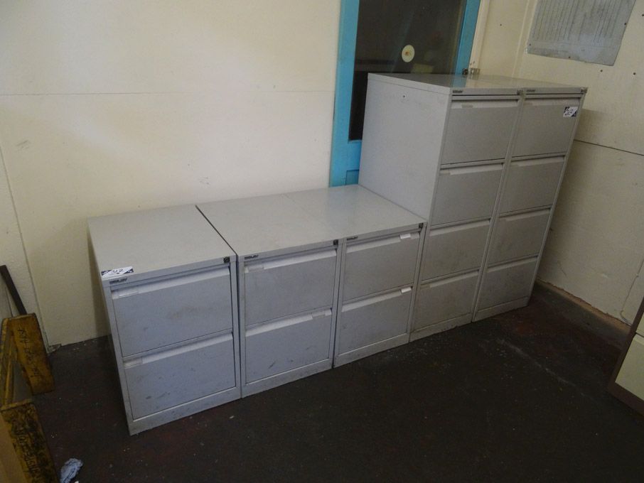 2x Bisley grey metal 4 drawer filing cabinets & 3x...