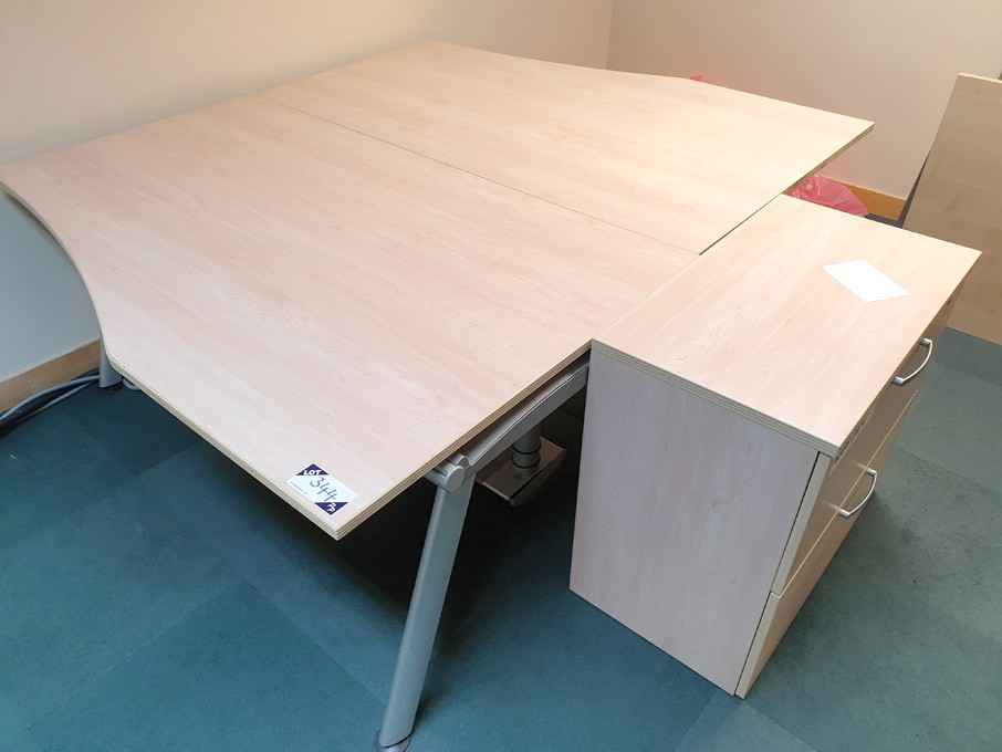 2x maple 1600x1200mm 'L' shape desk