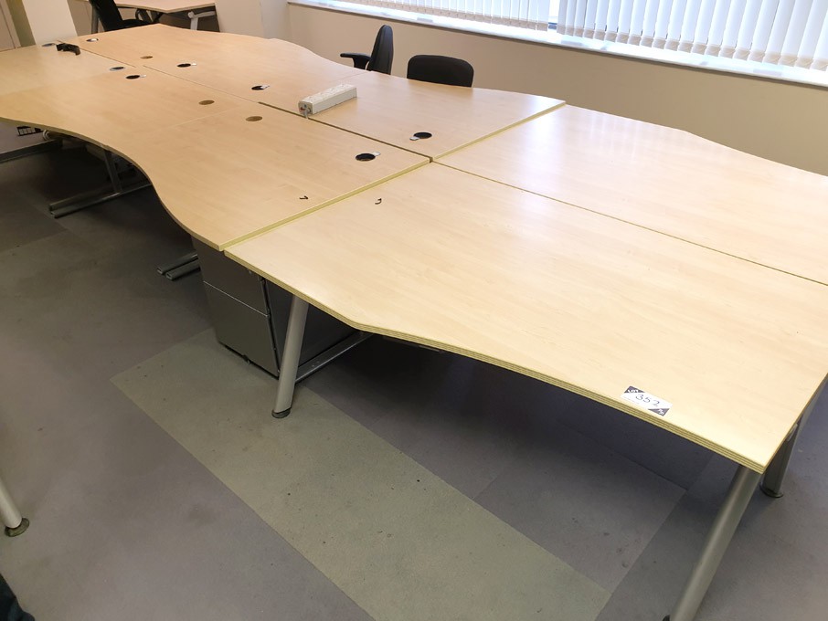 2x maple 1200x1000mm curved desks & 2x maple 1600x...