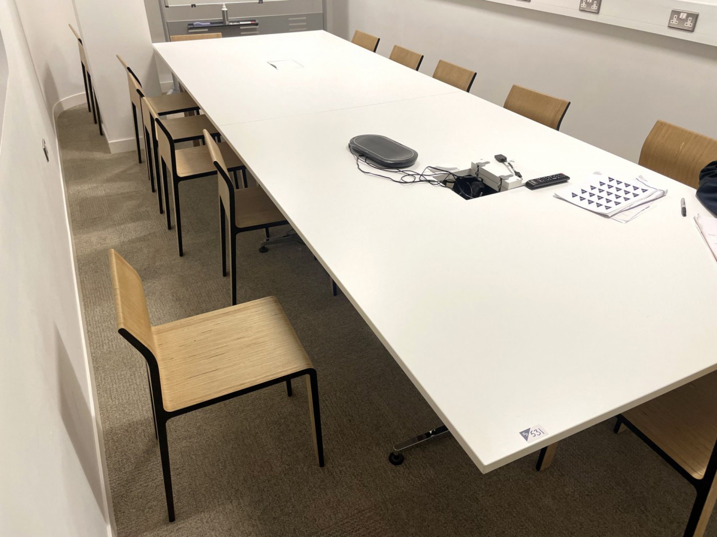 White 2 section meeting table, 2100x1400mm section...
