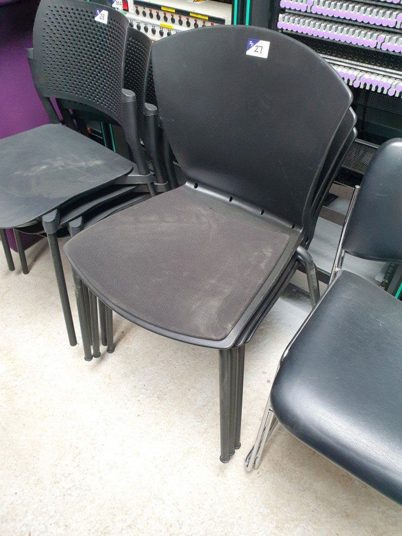 3x Carina Sesta black plastic stackable chairs