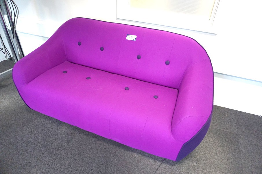 Belta purple upholstered 3 seater retro sofa, 1800...