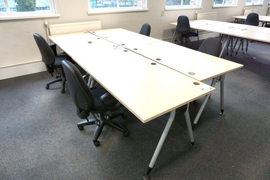3x BOF maple effect office desks, 1400x800mm, 1x B...