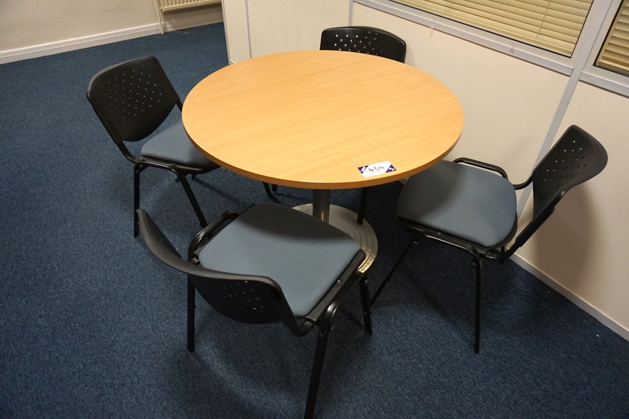 Beech effect round office table, 1000mm dia with 4...