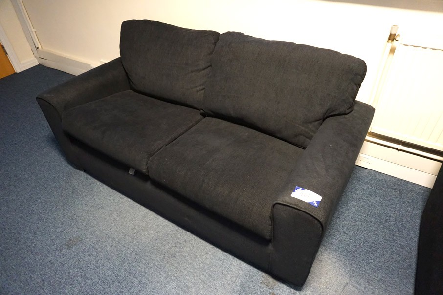 Black upholstered 2 seater sofa, 1800mm