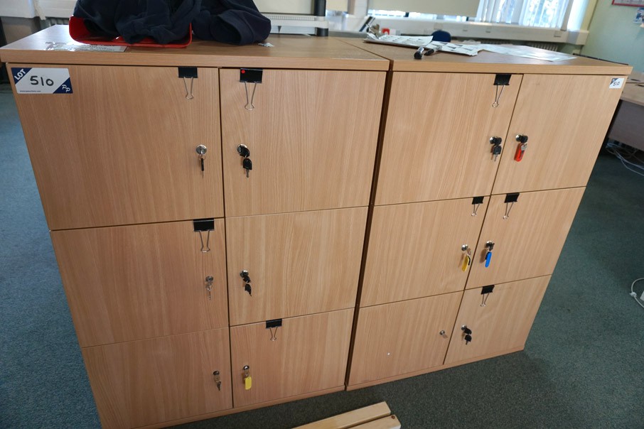 2x BOF wooden effect 6 compartment office lockers,...