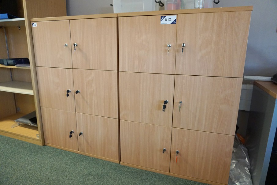 3x BOF wooden effect 6 compartment office lockers,...