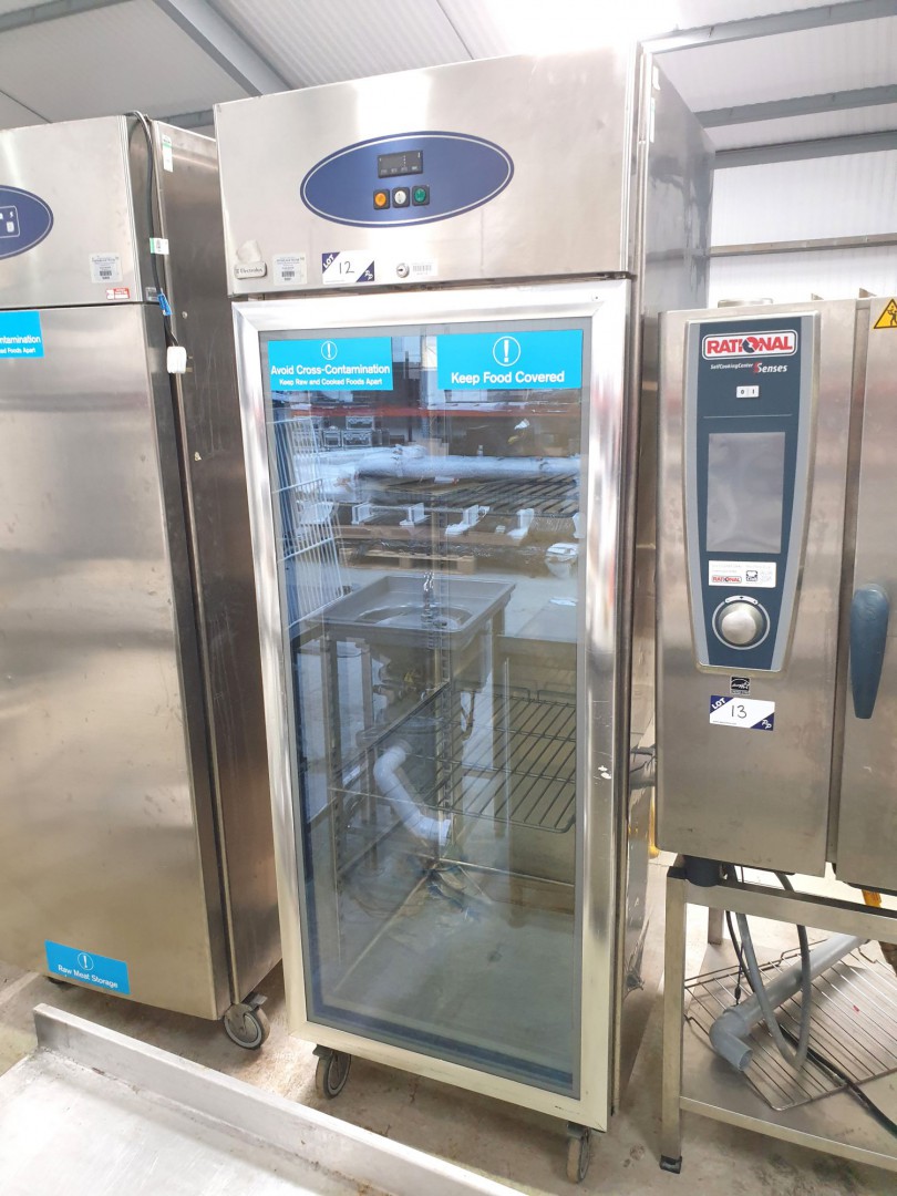 Electrolux mobile upright glass door fridge
