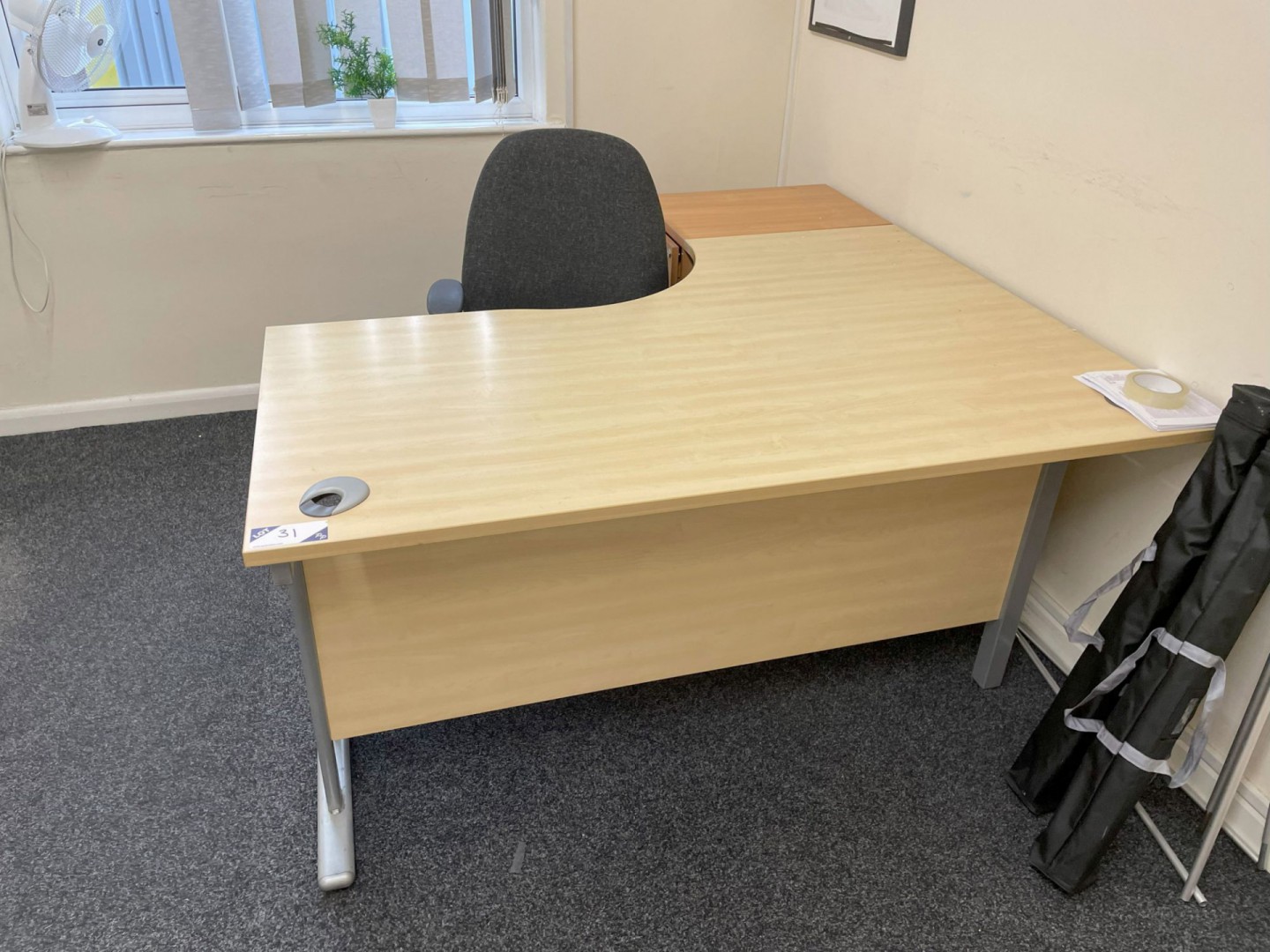 Beech effect L-shape office desk, 1600x1200mm with...