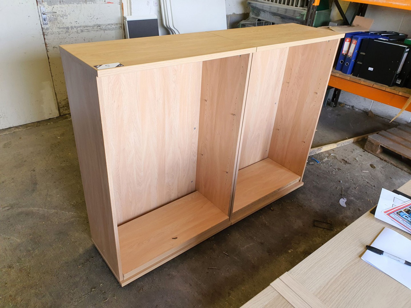 2x light oak effect multi-shelf book cases, 800x12...