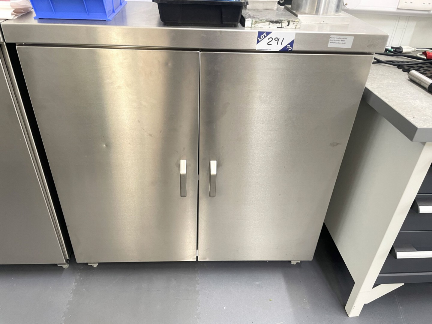 Stainless steel mobile 2 door storage cupboard, 10...