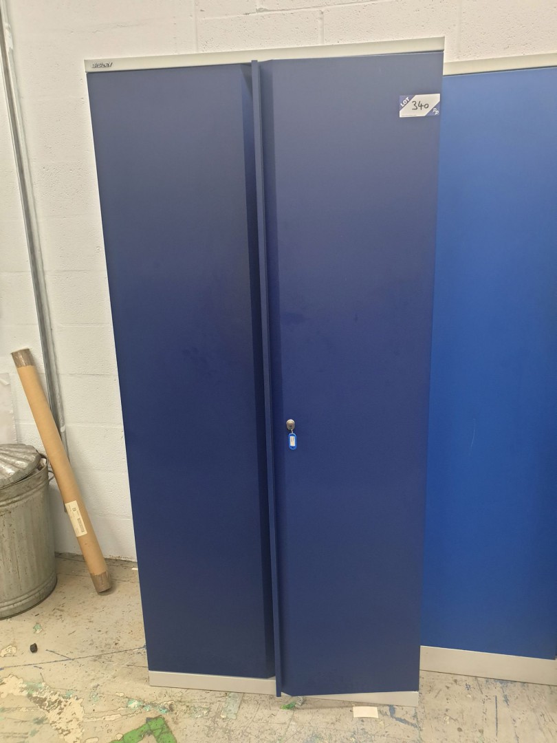 Bisley 2 door grey / blue metal storage cupboard w...