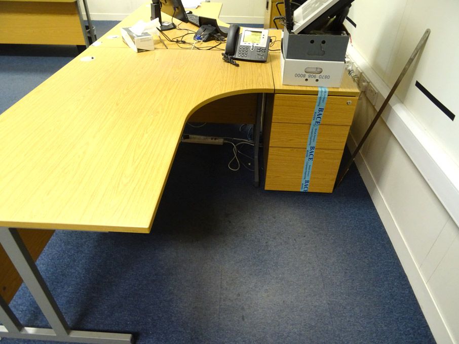 Last Minute Addition: 2x light oak 'L' shape desks...