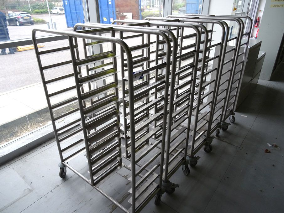 5x mobile stainless steel double sided tray trolle...