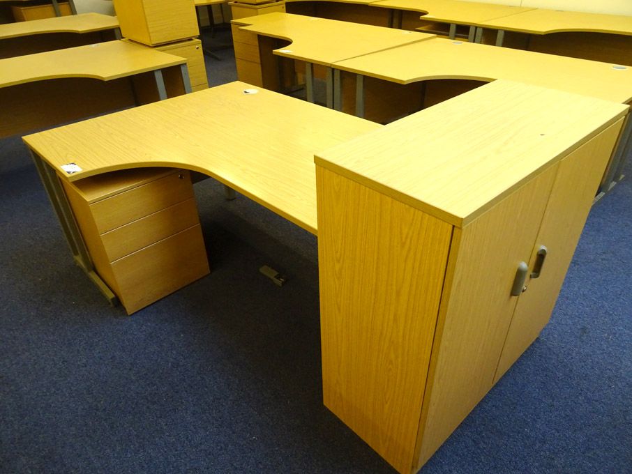 Light oak 'L' shape office desk, 1600x1200mm with...