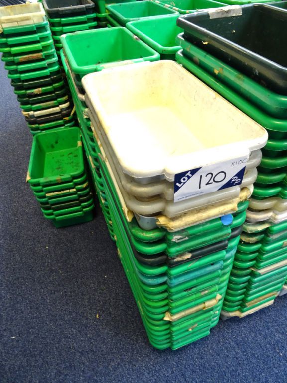 100x Kabi plastic stackable storage trays, 350x200...