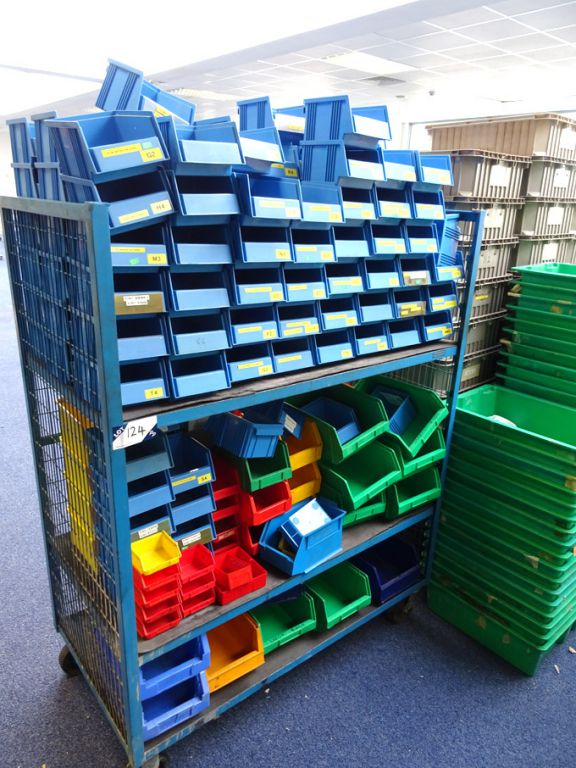 2x Mobile storage trolleys with Qty various storag...
