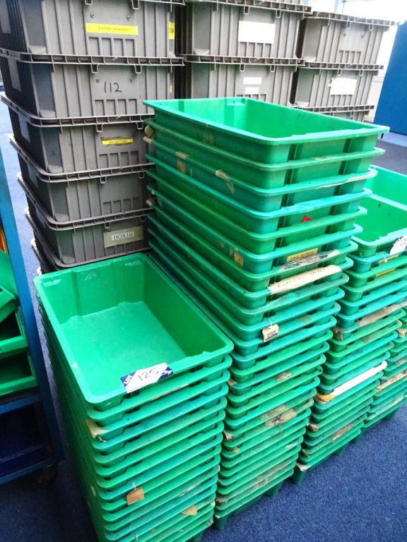 40x WCB W2 green plastic stackable storage boxes,...