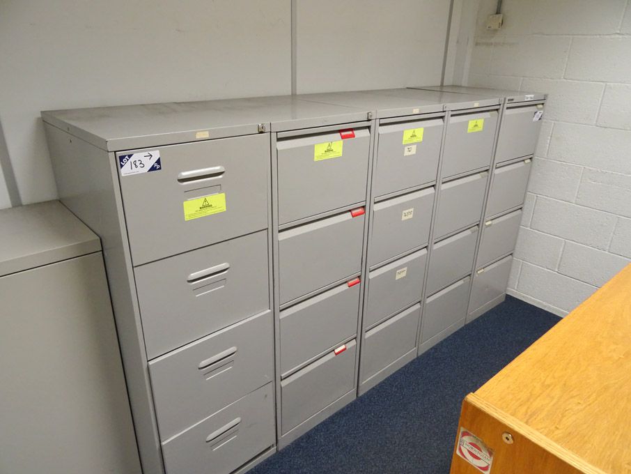 5x Bisley grey metal 4 drawer filing cabinets