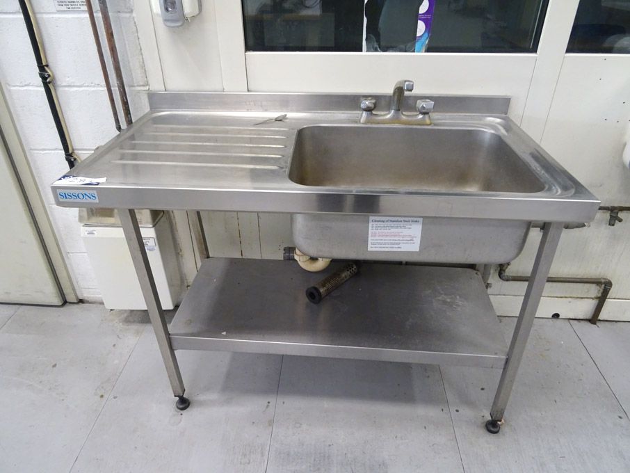 Sissons stainless steel single bowl sink with drai...